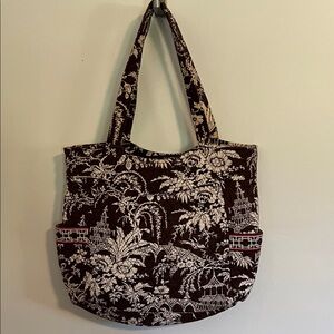 Vera Bradley Brown and Cream Quilted Floral Tote